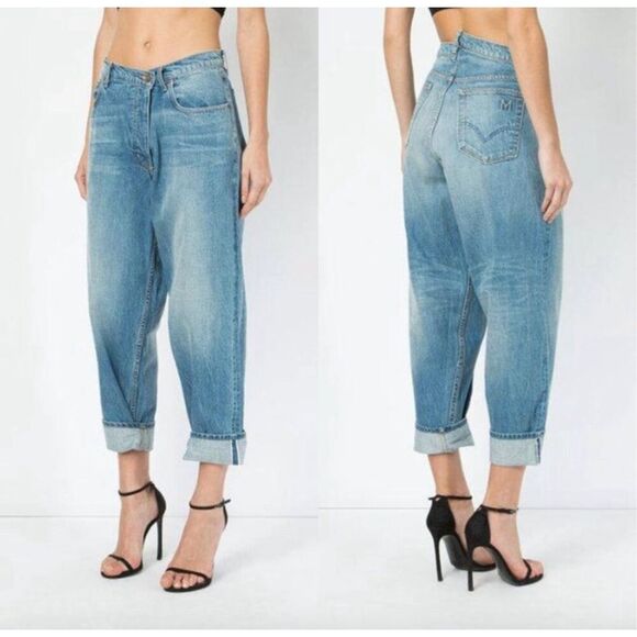 MONSE Deconstructed Asymmetrical Light Solid Wash Relaxed Baggy Jeans Size 25 - Picture 1 of 11